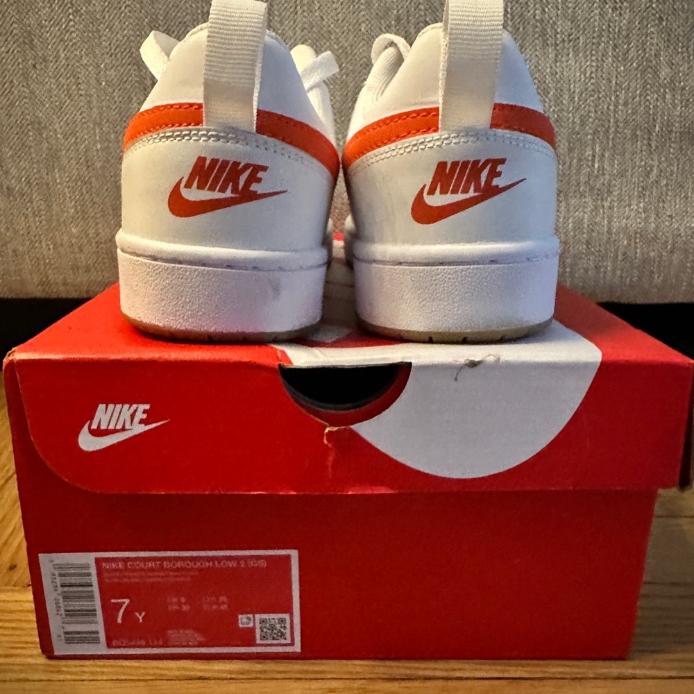Nike Court Borough Low 2 in White and Orange - Picture 3 of 5